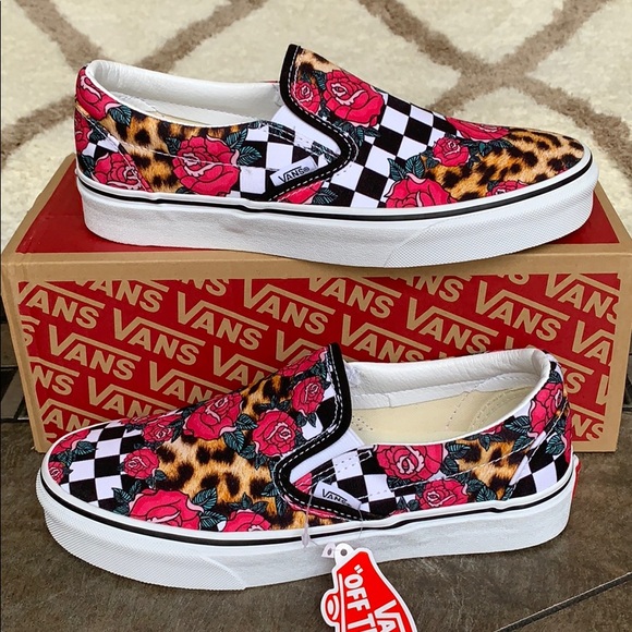 VANS CLASSIC SLIP ON ROSE/ANIMALCHCK TRWHT men’s NWT - Picture 6 of 16